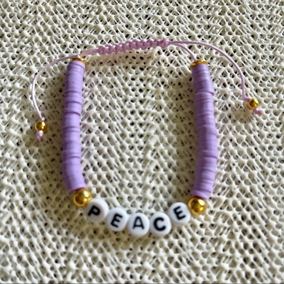 Handmade bracelets set(3) clay purple beads - Picture 4 of 5